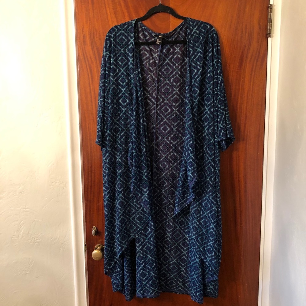 H & M Long Blue Green Kimono/Coverup